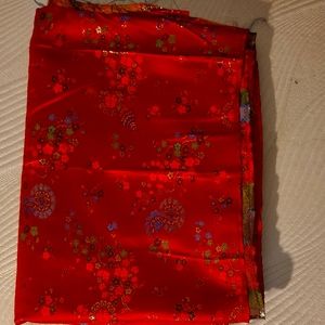 Vibrant Red Floral Fabric